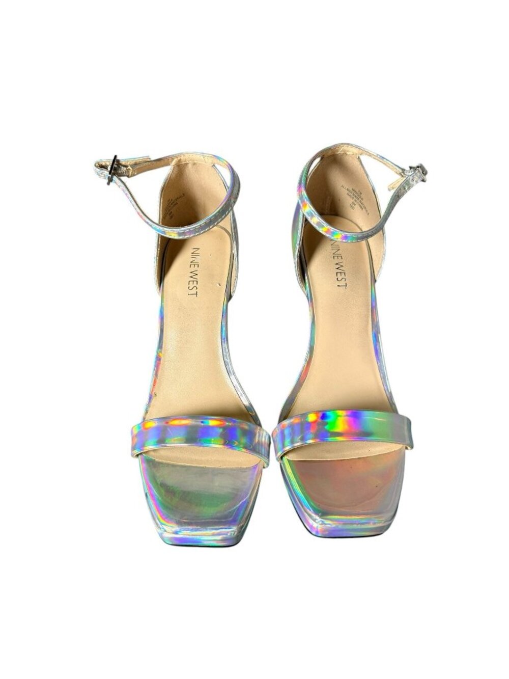 Nine West Zoie Holographic Platform Sandals Size 7